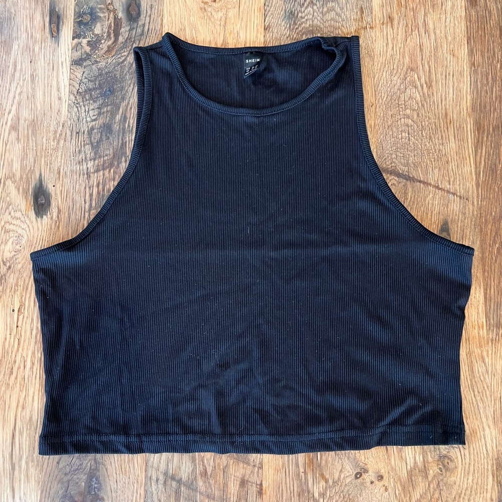 SHEIN Black Sleeveless Ribbed Top